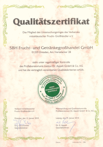 Qualit&auml;tszertifikat
